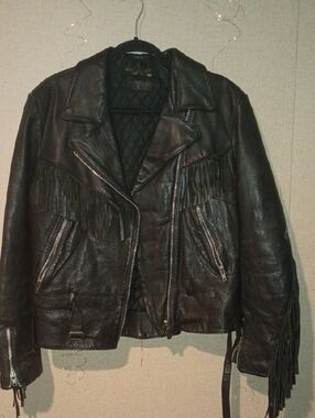 Harley-Davidson Black Leather Fringe Motorcycle Jacket